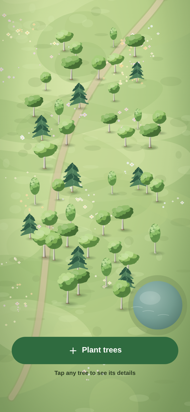 The Reforest meadow seen from above, filled with trees